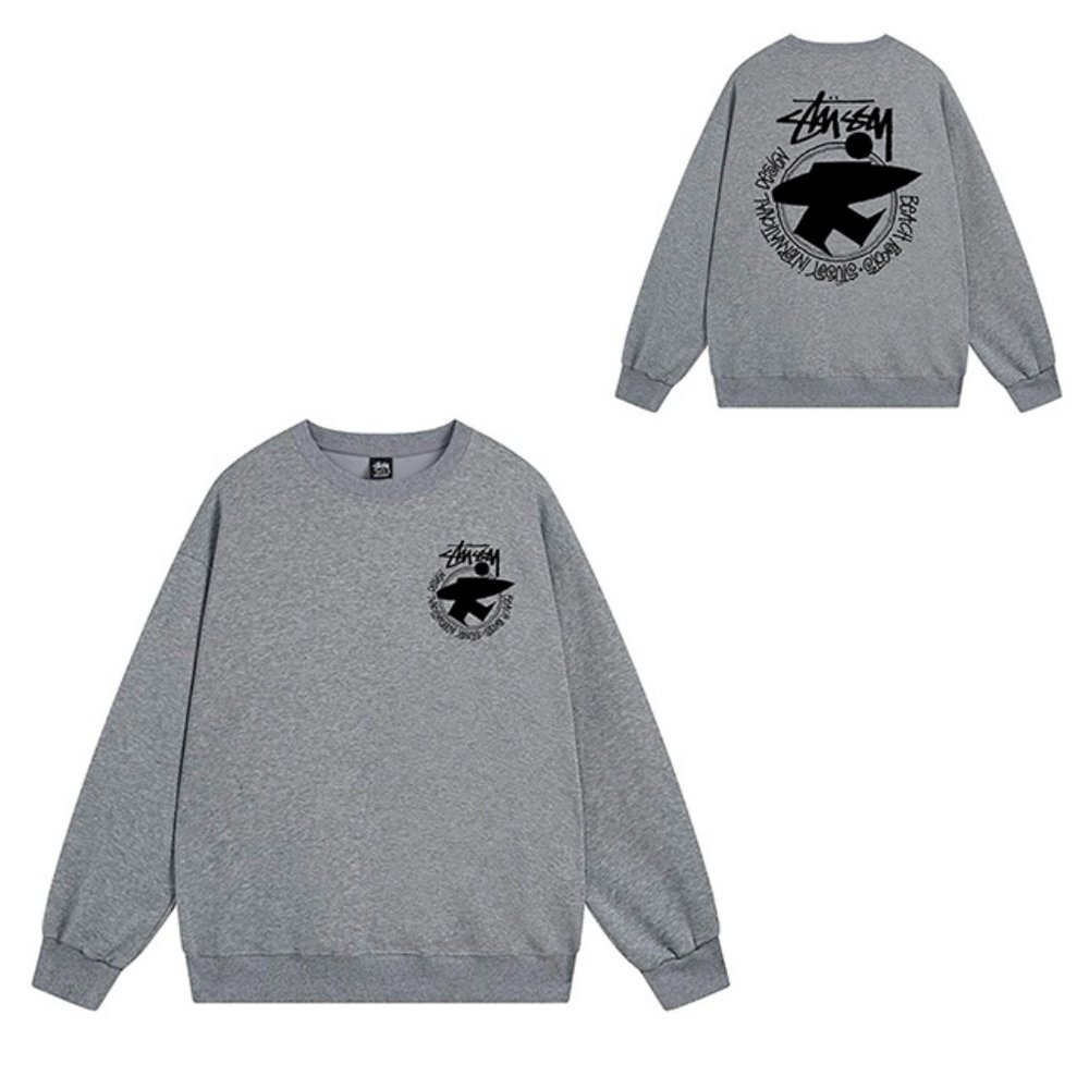 Stussy Sweatshirt Beach Roots logo Crew Sweat Dark Gray